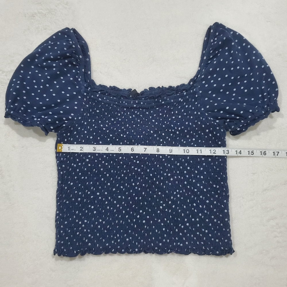 American Eagle Outfitters Navy Blue Puff Sleeve Blouse Size Medium